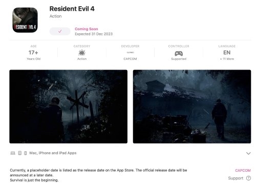 年內(nèi)發(fā)售!《生化危機(jī)4:重制版》已上架蘋果商店:iPhone 15 Pro能玩(圖1) 年內(nèi)發(fā)售!《生化危機(jī)4:重制版》已上架蘋果商店:iPhone 15 Pro能玩